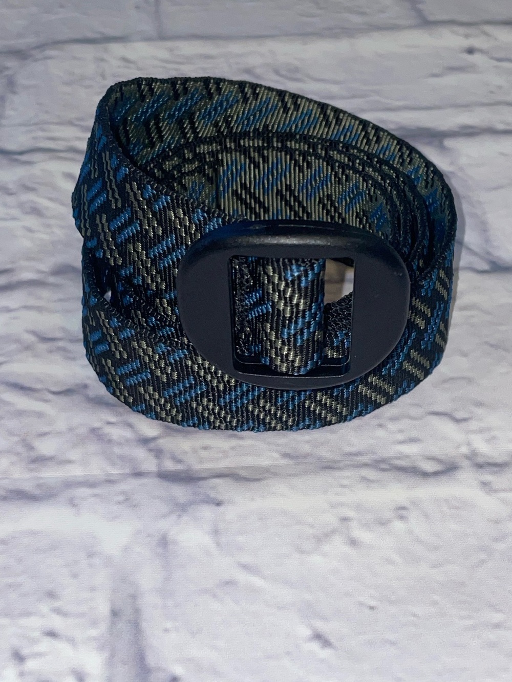 Bison Designs Blue & Black Woven Web Belt with Matte Buckle